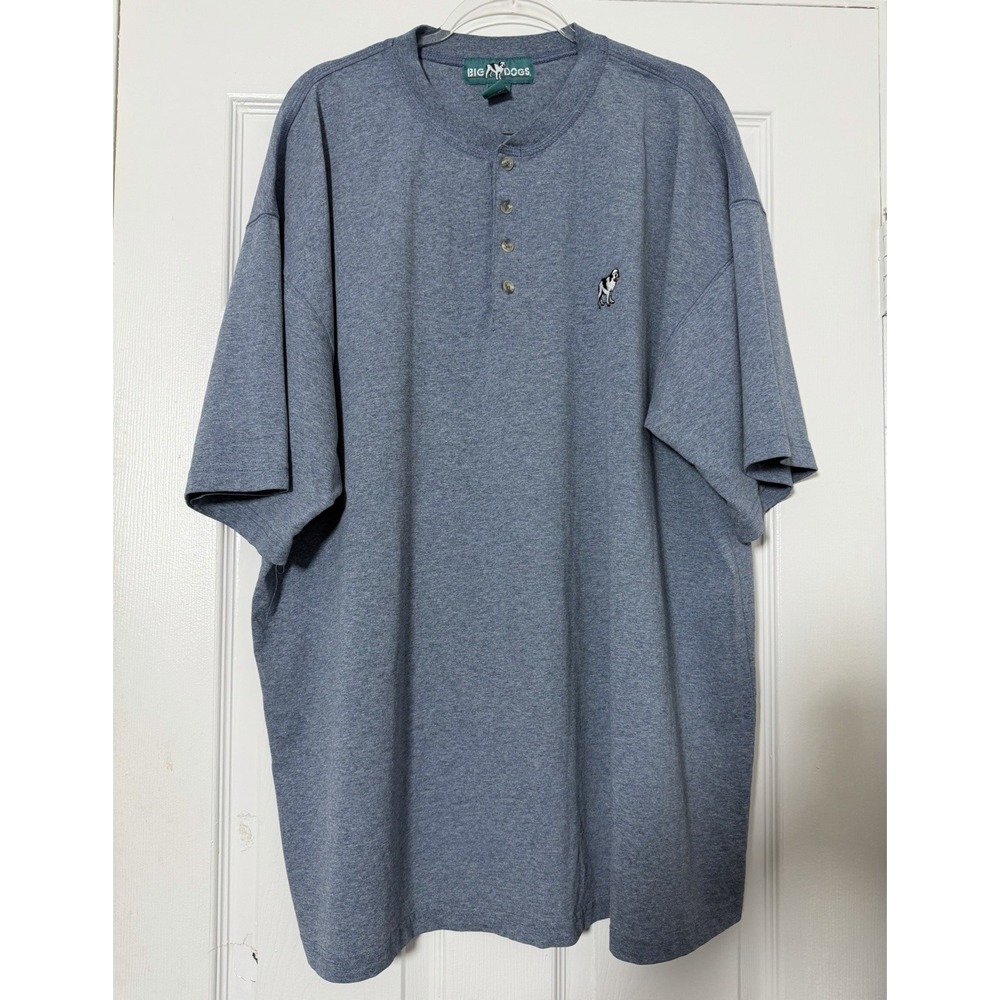 Big Dogs Henley T-Shirt Mens 3X Blue Short Sleeve Embroidered Logo Casual Tee